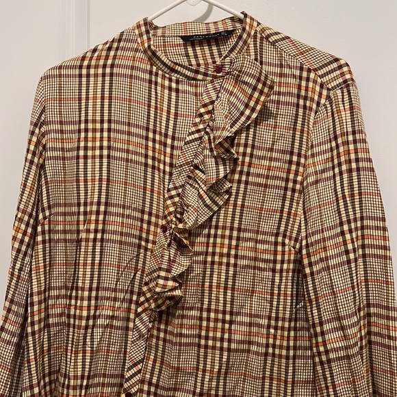 Zara Ruffle Front Women’s Button Up Shirt Size L - Picture 5 of 6